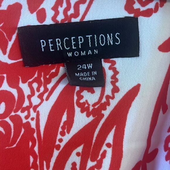 Women’s size 24W is sleeveless red and white spring summer midi dress - Picture 6 of 12